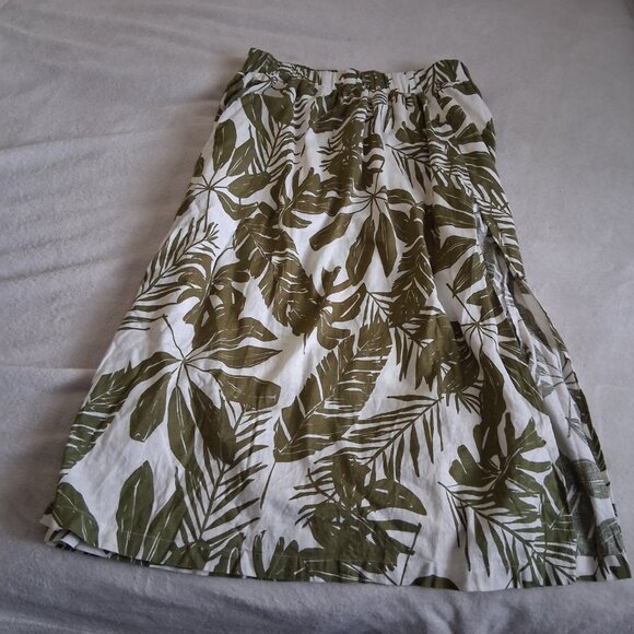 Abercrombie & Fitch Women's XLP Green Tropical Print Linen Blend Maxi Skirt - Picture 5 of 15